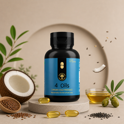 4 Oils Capsule — An Ode to Timeless Nourishment · 60 Veg Softgels